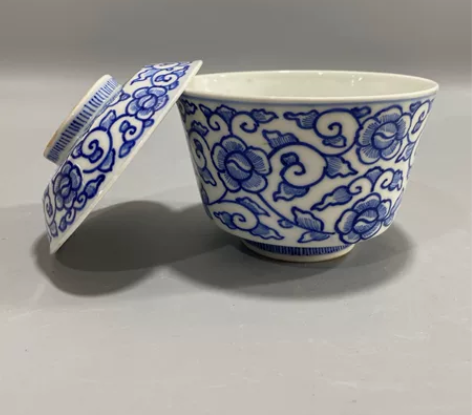 【日本 重山精製 手绘连枝纹盖碗】 【日本...