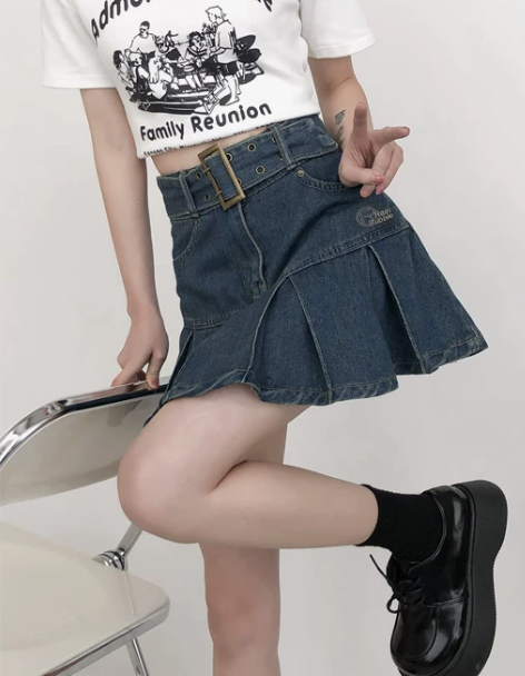 半身裙短裙雨气泡设计感小众辣妹复古牛仔女夏...