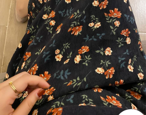 灯芯绒小碎花半身裙女中长款2021秋冬新款...