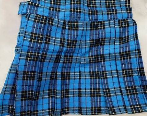 实拍柔软日系风jk日单天蓝色镶金线百褶裙格...