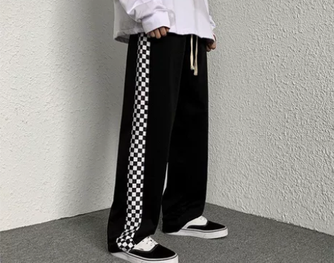 灰色棋盘格休闲裤，全新吊牌在，可穿140斤...