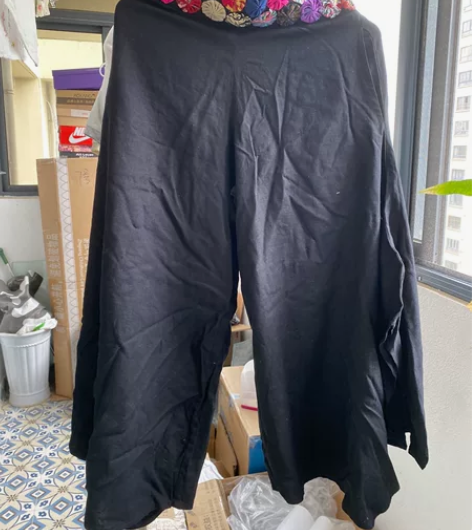 全新带吊牌松紧腰大摆裙裤民族风夏季凉爽棉麻...