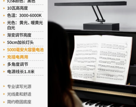【狂欢价】专业钢琴灯可充电led护眼灯in...