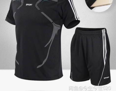 夏季冰丝新款运动套装男短裤短袖T恤跑步健身...