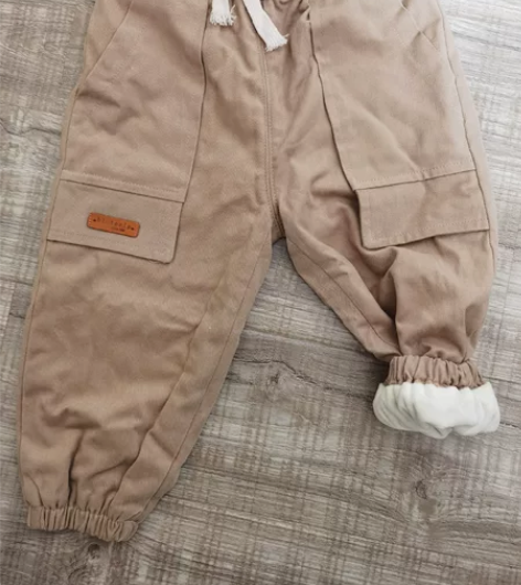 贝贝城，加绒束脚工装休闲裤，90码，裤长5...