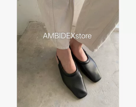 6/22 两色 简约方头 软软羊皮 平底露...