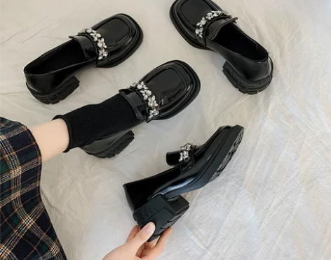 【狂欢价】高跟乐福鞋女春秋2022复古法式...