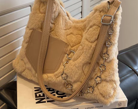 转卖毛绒包包女大容量2022新款时尚秋冬单...