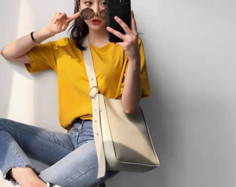 包邮2021韩国春夏新款简约纯色休闲斜跨百...