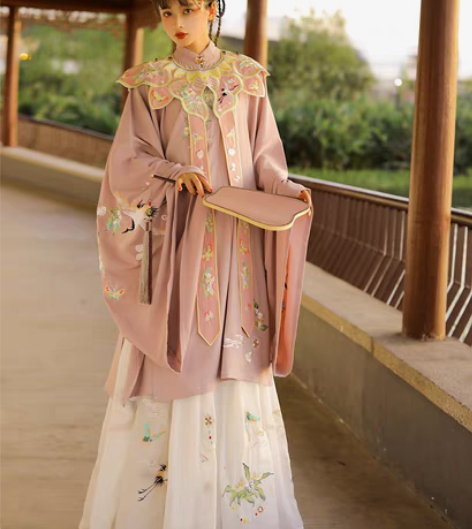 包邮玉术原创汉服女明制立领斜襟长衫齐腰褶裙...