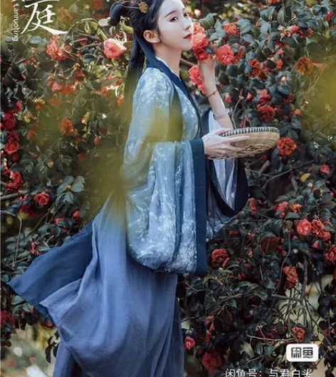 包邮【闲置出物出】兰若庭绝版魏晋风汉服蓝隐...