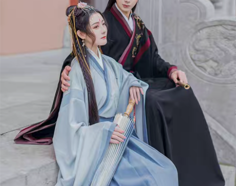 转卖如梦霓裳汉服女大袖交领襦裙问君晋制刺绣...