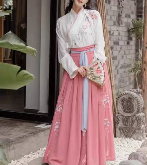 包邮重回汉唐汉服套装,借梨花渡如梦霓裳钟灵...