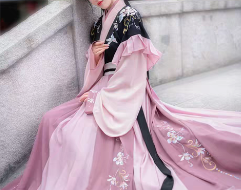 转卖如梦霓裳汉服女花卿晋制交领半袖齐腰襦裙...