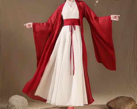 转卖全新 神明少女 酒红色汉服 女装古装武...