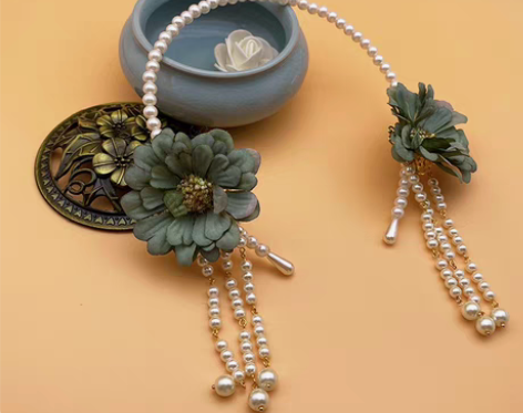 转卖耀如春华 原创珍珠发箍 汉服绢花发饰宋...