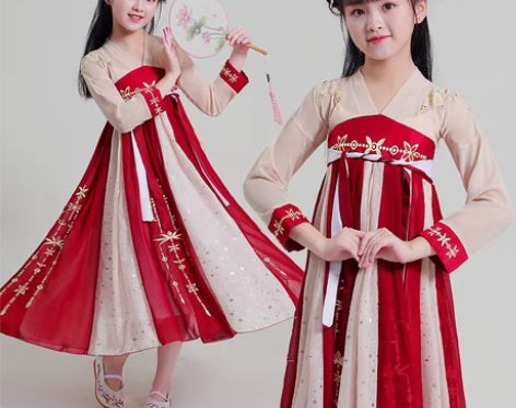 转卖汉服女童古装中国风连衣裙春秋夏装儿童女...
