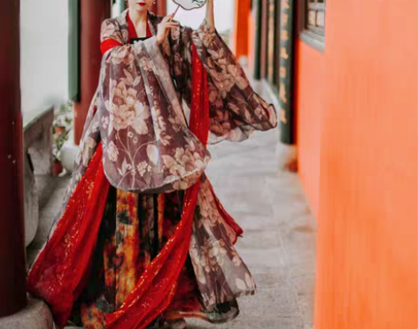 包邮司南阁胭脂 汉服 单织金大袖衫单件，非...