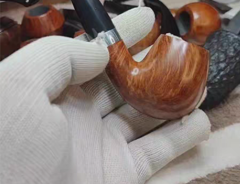 包邮全新石楠木苹果式烟斗， 纹路清晰 色泽...