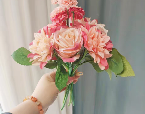 包邮仿真玫瑰花束 客厅卧室办公桌装饰摆件假...