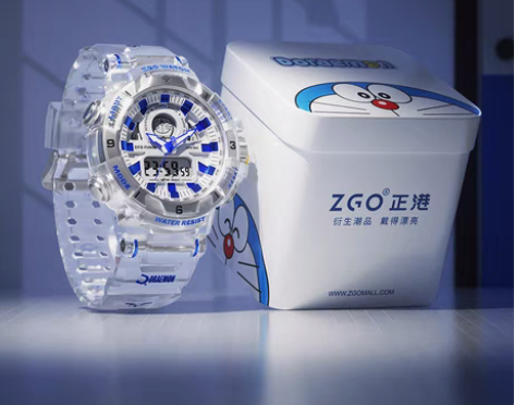 哆啦A梦正港联名款电子表男学生手表防水多功...