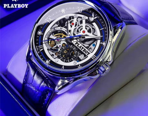 转卖正品花花公子男士手表新款镂空机械表防水...