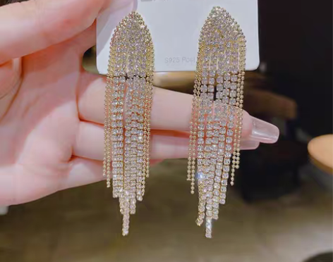 包邮S925银针新娘结婚婚礼配饰名媛奢华满...