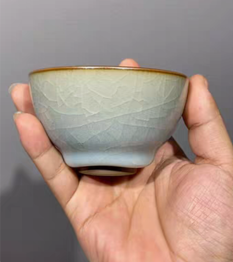 包邮天予-蓝破釉泪 老货非常漂亮，均匀开片...