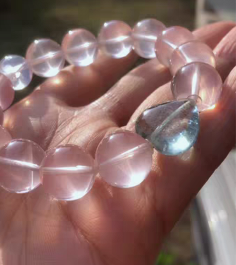 【粉璎珞】浪漫莫粉粉晶手链手串，莫桑比克粉...