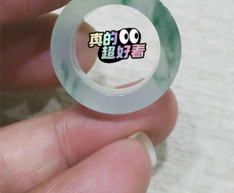 包邮翡翠成品:高品质《高冰飘蓝花方角戒指》...