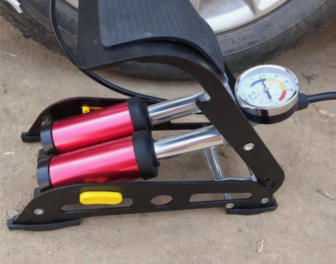 包邮【车载充气泵】汽车充气泵脚踩打气筒电动...