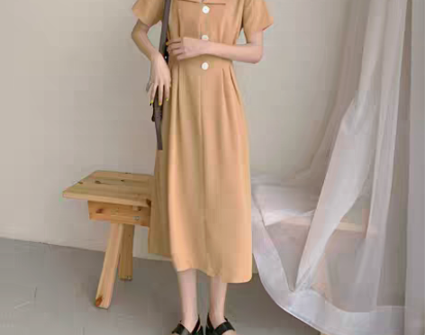 转卖2022夏新款复古智熏法式桔梗收腰显瘦...