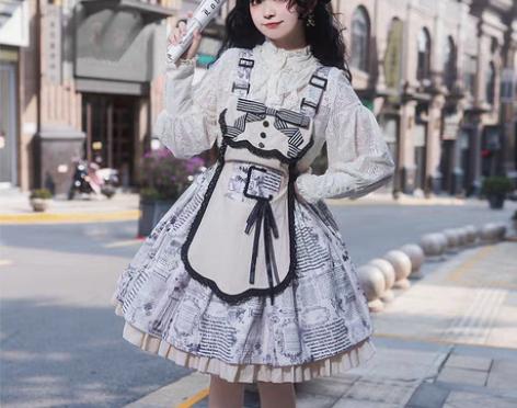 转卖WP原创设计复古doll感可拆卸围裙印...