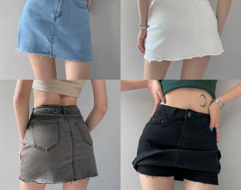 转卖欧美ins超火牛仔半身裙撕破边高腰弹力...