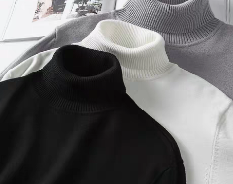 转卖高领毛衣男士黑色秋冬季修身加绒加厚青少...