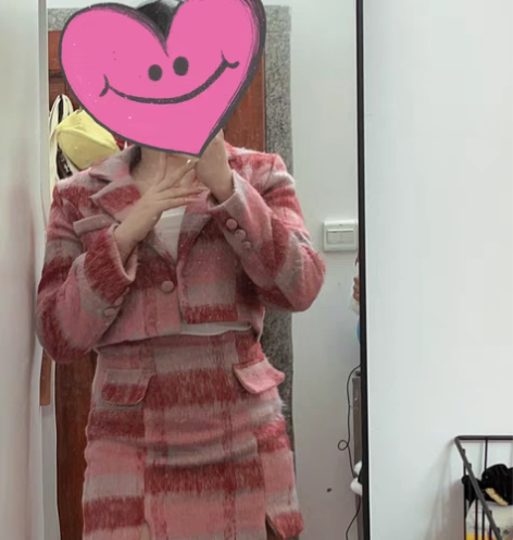 转卖小香风套装格子气质夹棉毛呢外套女秋冬性...