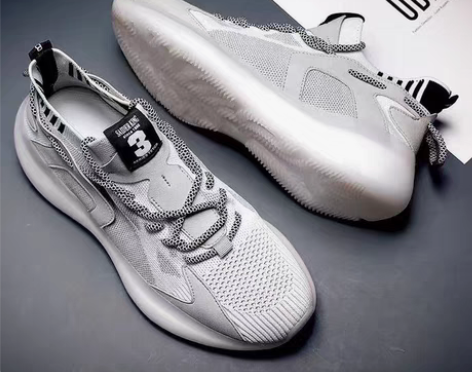 包邮新款透气椰子鞋男飞织运动鞋果冻底厚底韩...