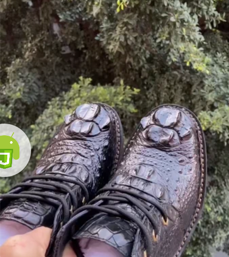 鳄鱼皮短靴男士真皮系带靴子保暖皮鞋鳄鱼皮头...