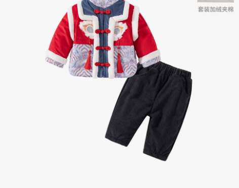 转卖汉服男童拜年服冬装儿童中国风唐装喜庆周...