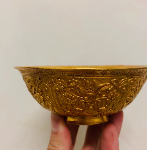 仿古鎏金花瓶双鱼碗纯手工纯铜打造奢华大气收...