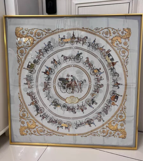 转卖现代轻奢爱马仕丝巾挂画样板房间客厅装饰...