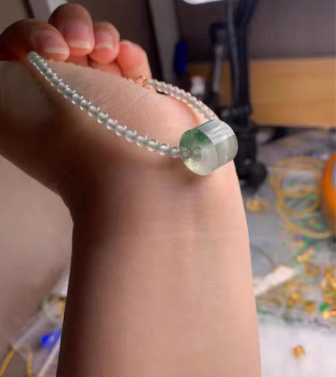 包邮【出桶珠】清澈家的翡翠 冰飘花桶珠 桶...
