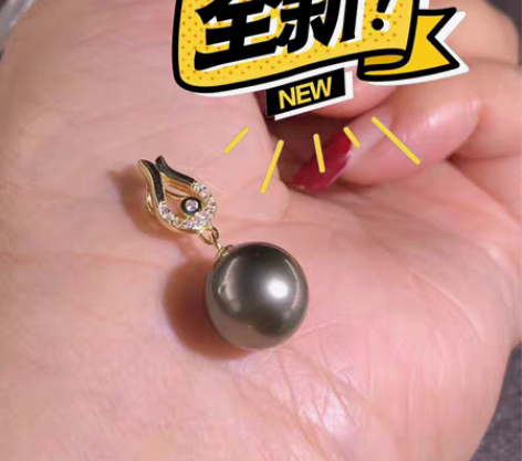 包邮大溪地珍珠搭配s925金包银镶嵌锆石 ...