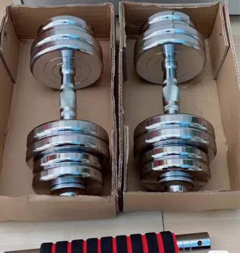 包邮健身房装修甩卖一批全新纯钢哑铃男士健身...