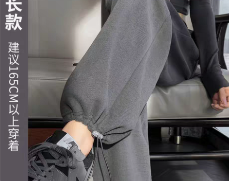 转卖灰色束脚运动裤女春秋冬2022新款高腰...