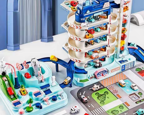 包邮停车场玩具儿童汽车大楼益智力动脑轨道车...