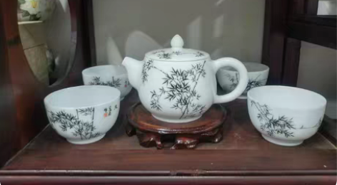 包邮景德镇原创精品茶具《墨竹》套组 采用玉...