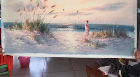 包邮2000年的油画！也算老物件了！纯手绘...