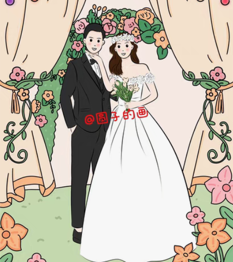 包邮【白菜价】原创手绘婚礼请柬 插画风格 ...
