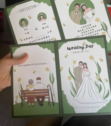 【白菜价】原创手绘婚礼请柬 插画风格 可定...